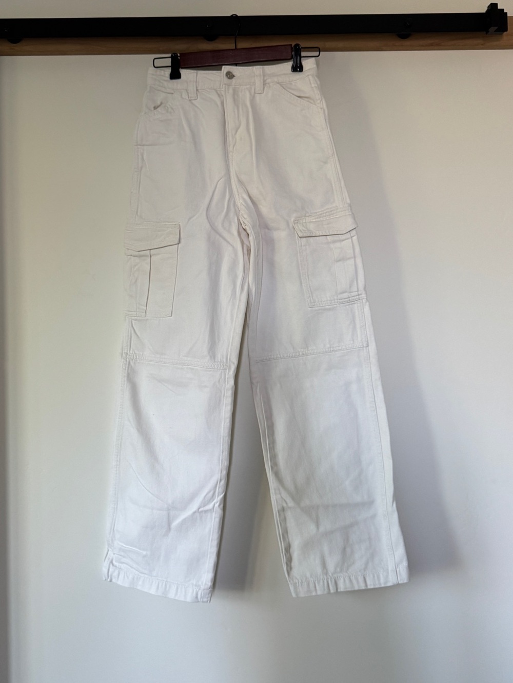 Divided White Cargo Pants with Utility Pockets